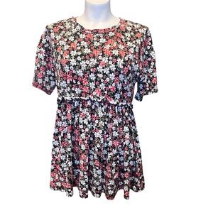 Floral Short Sleeve Peplum Top